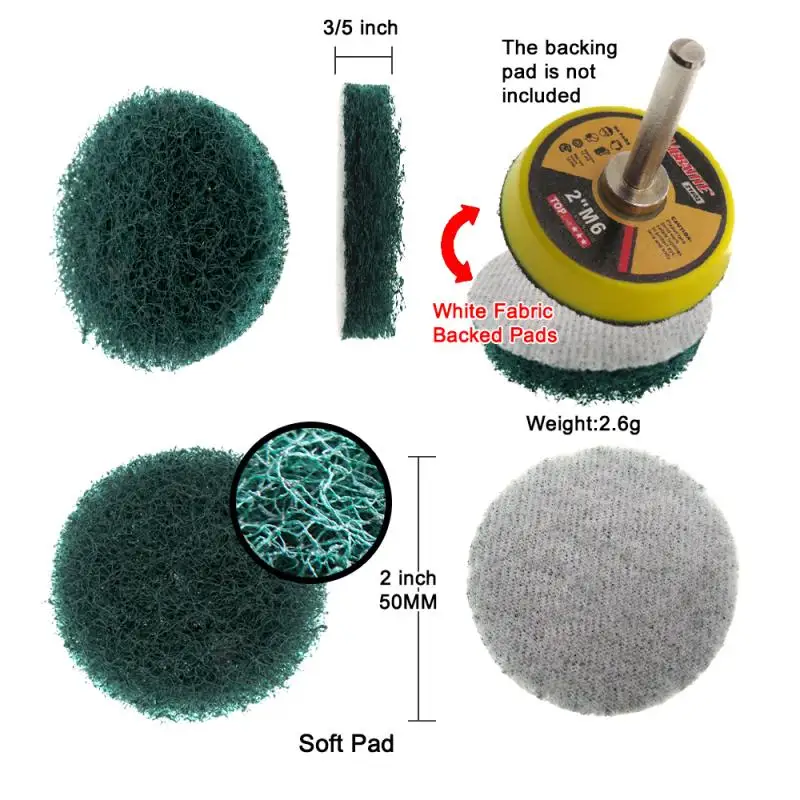 

2-дюймовая-7-дюймовая мочалка, полировальная подушечка, самоклеящийся диск, промышленные сверхмощные нейлоновые чистящие средства для чистки с отверстиями