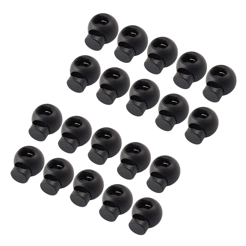 

20 Pcs Spring Loaded Plastic Round Toggle Stopper Cord Locks End