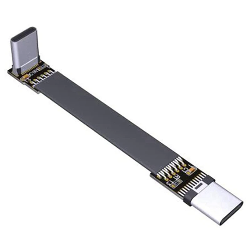 

3X USB 3.1 Type C To Type C Extension Cable 90 Degree Adapter FPC FPV Ribbon USB C Cable 3A 10Gbps EMI Shielding, 20Cm