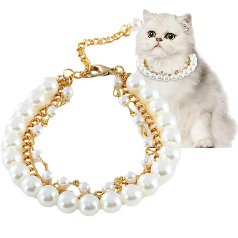 

Pet Collars For Small Dogs Fashion Pearls Dog Collar Adjustable Bling Jewelry Chihuahua Yorkie Girl Collars Outfits Accessories