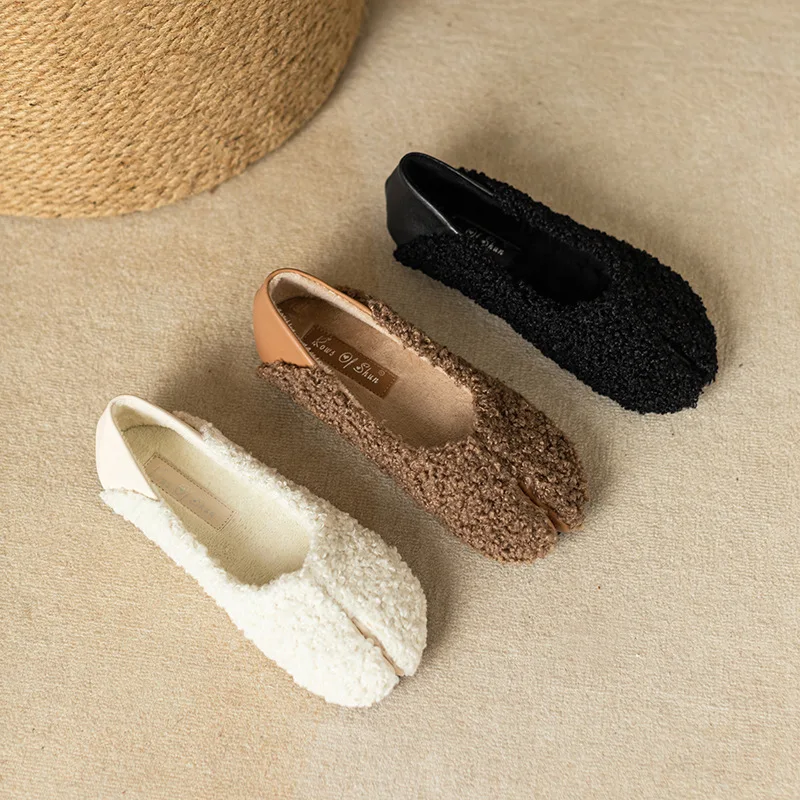

Loafers Fur Slip On Shoes For Women Shallow Mouth Round Toe Female Footwear Casual Sneaker Slip-on Dress Rubber Flat Solid Lace-