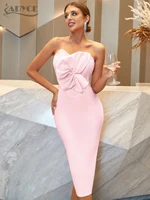 adyce 2022 new summer women white sleeveless bandage dress sexy strapless ruffles pink midi club celebrity runway party dresses