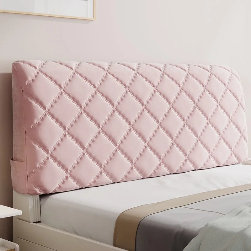 

All-inclusive Super Soft Smooth Quilted Head Cover Thicken Grid Velvet Headboard Cover Solid Color Bed Back Dust Protector Cover