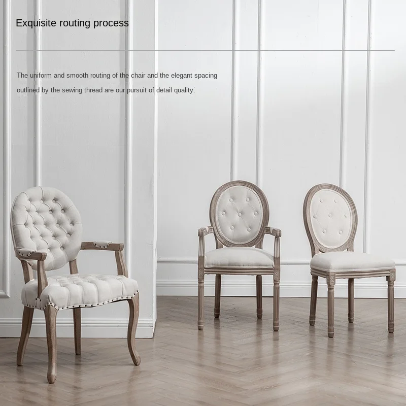Classical Round Back Bedroom Dressing Chair Home Stay Chairs For Kitchen French Solid Wood Armchair