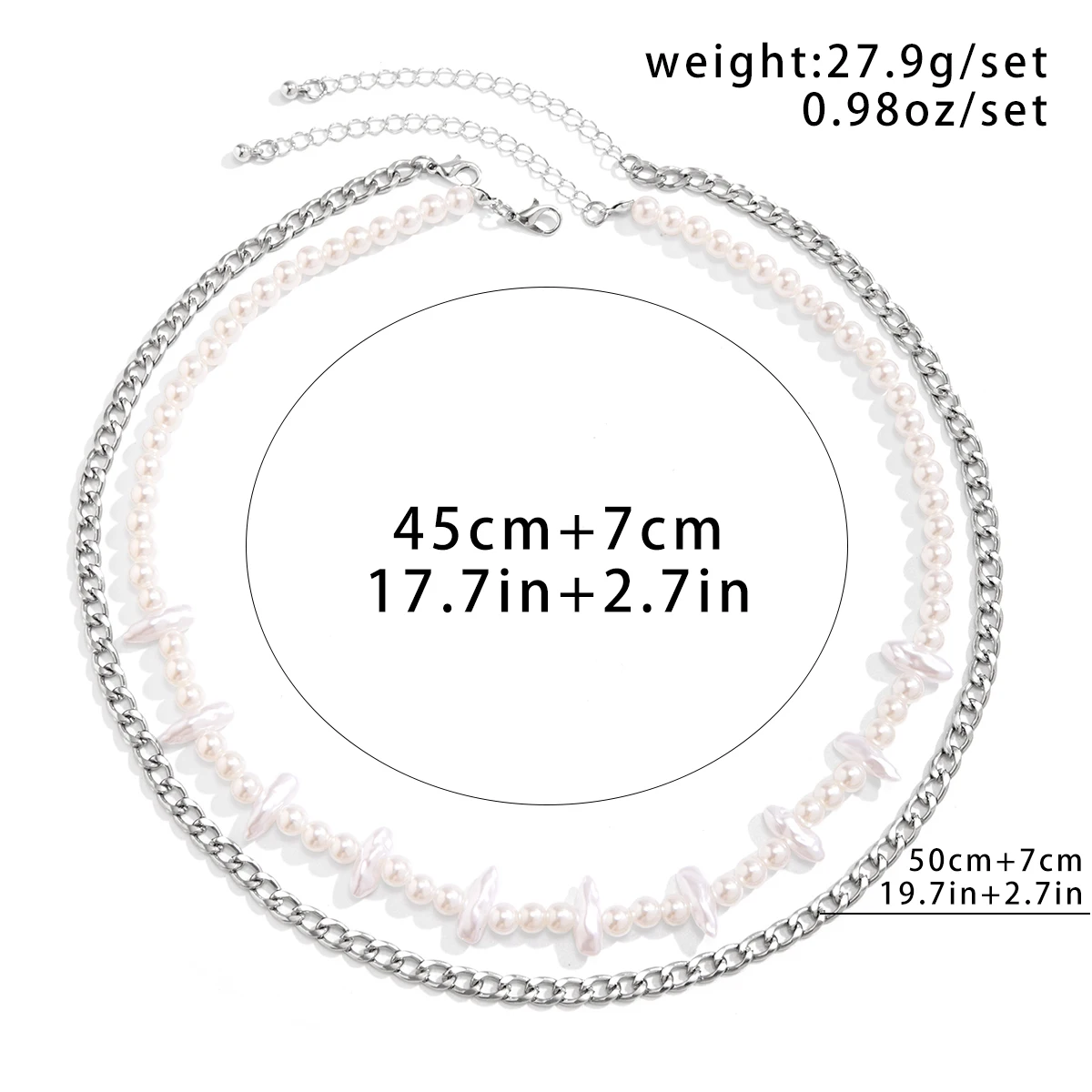 Ожерелье Salircon в стиле панк с искусственным жемчугом