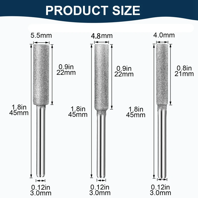 Алмазная точилка для цепной пилы 54 шт. 3 размера инструмент ЗАТОЧКИ ЦЕПНОЙ ПИЛЫ