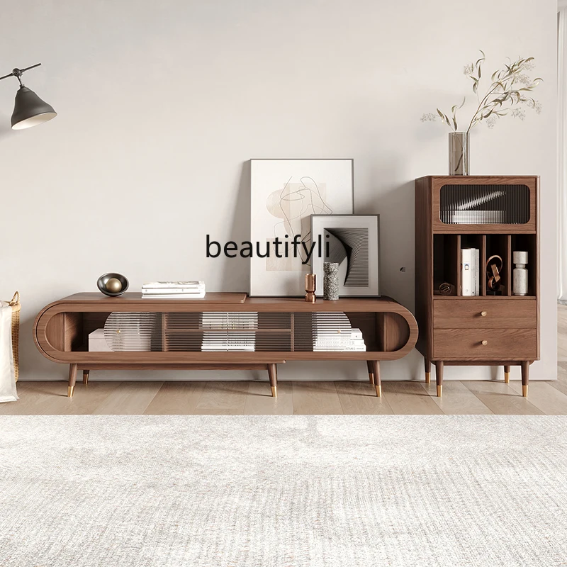 

zqNordic Coffee Table TV Cabinet Unit Modern Minimalist Oval Storage Tea Table Living Room Home Tea Table