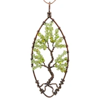 sunyik peridot tumbled stone tree of life pendantwire wrapped healing chakra necklace jewelry