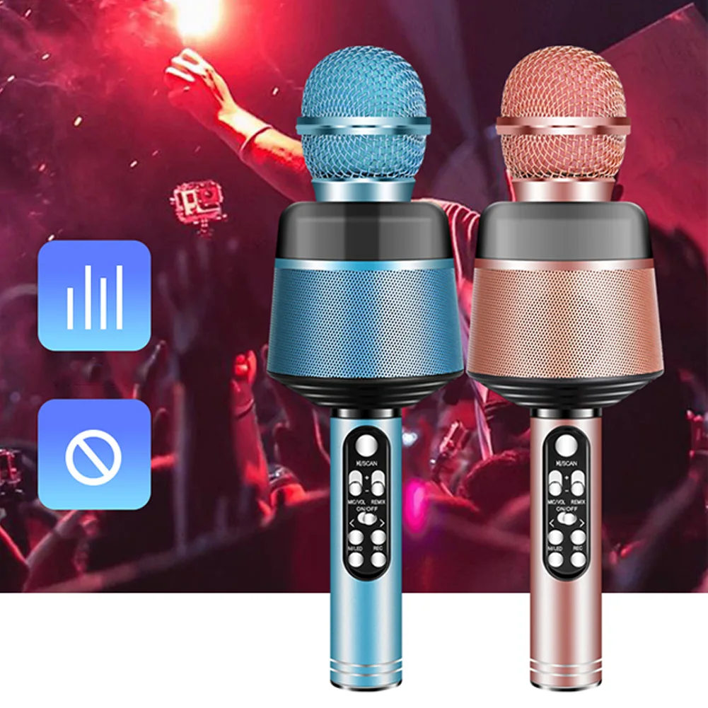 

Wireless Karaoke Microphone Bluetooth Handheld Portable Speaker Home KTV Player Record Function Hot Sale With Dancing LED Lights