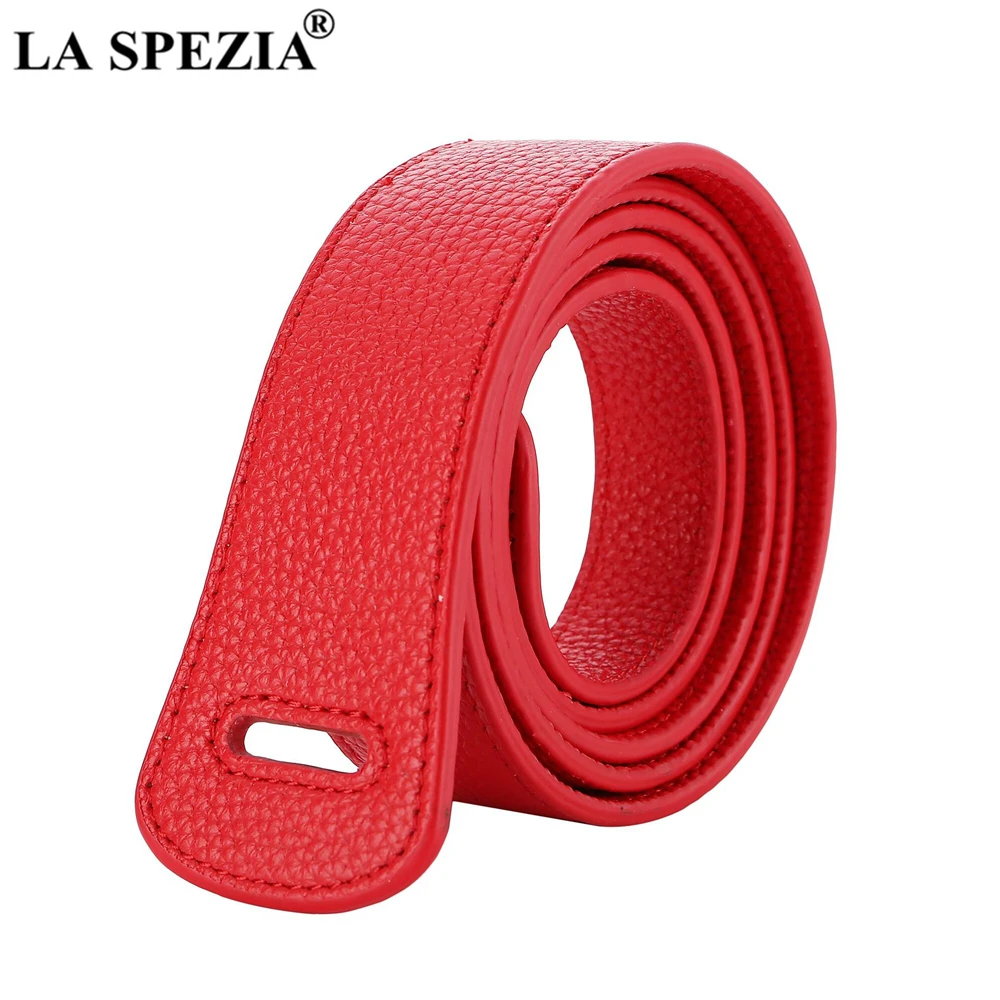 LA SPEZIA Red Genuine Leather Ladies Wide Belts for Dresses First Layer Cowskin Women Belt Self Tie Knot Solid Female Corset