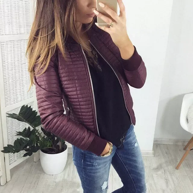 New2022 Spring Autumn Coat Short Section Outerwear Cotton Padded Warm Jacket Outerwear Casual Pink Black Thin Female Clothes
