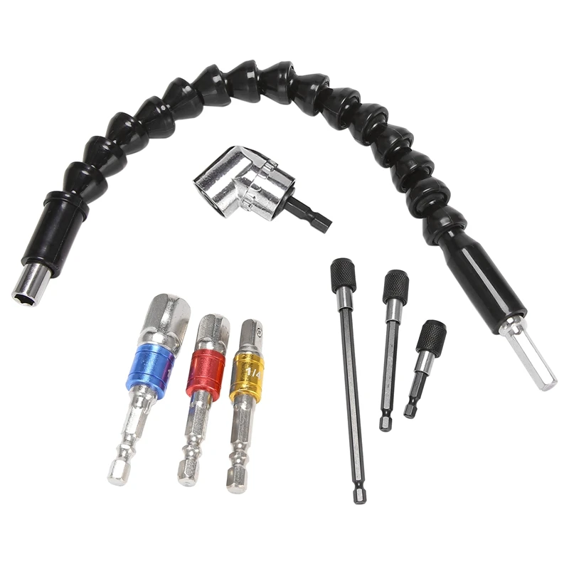 

8 Pcs Magnetic Screwdriver Bit Holder, Magnetic Hex Shank Screwdriver Bits With Right Angle Drill Bit