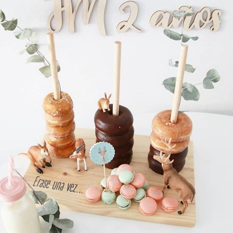 Wood Donuts Stand Holder Sweet Cart  Donut Party Rustic Wedding Table Decor Doughnut Birthday Party Candy Bar Baby Shower Decor