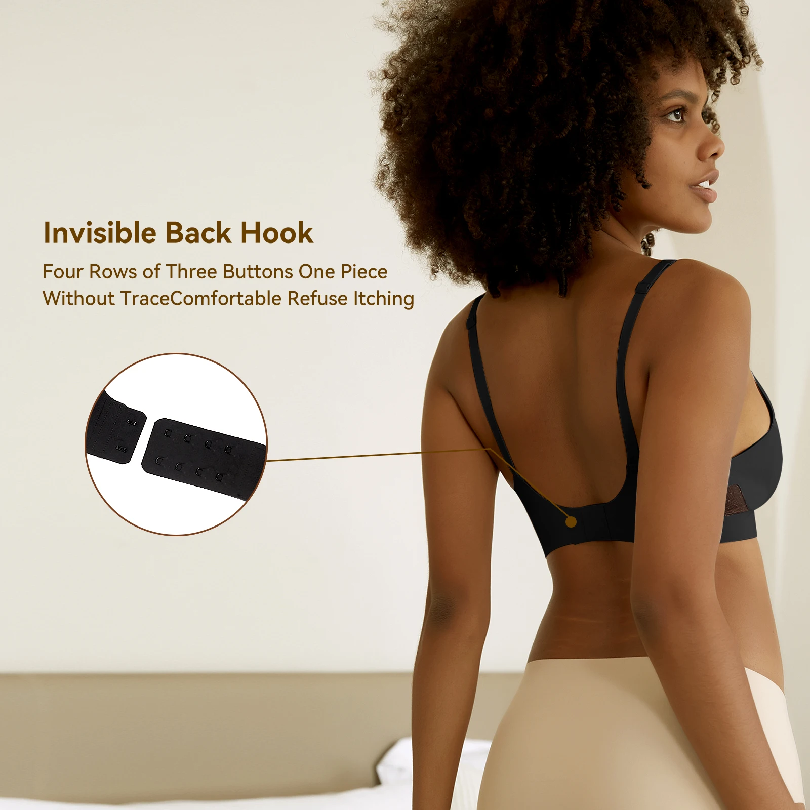 Niidor Seamless Wireless Bra V Neck Invisible Comfort Bra Breathable Wirefree Bralette Thin Soft Everyday Bra for Women Girl Bra