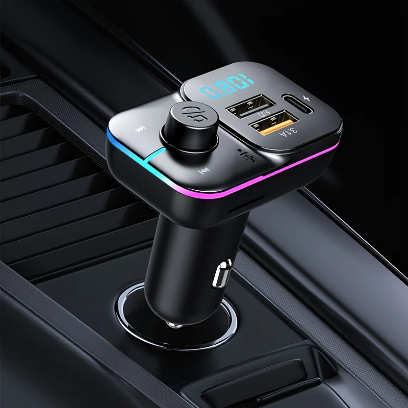 

BT Adapter For Car, Wireless FM Radio Transmitter, WirelessBT 5.0, MP3 Music Player, Colors LED Backlit