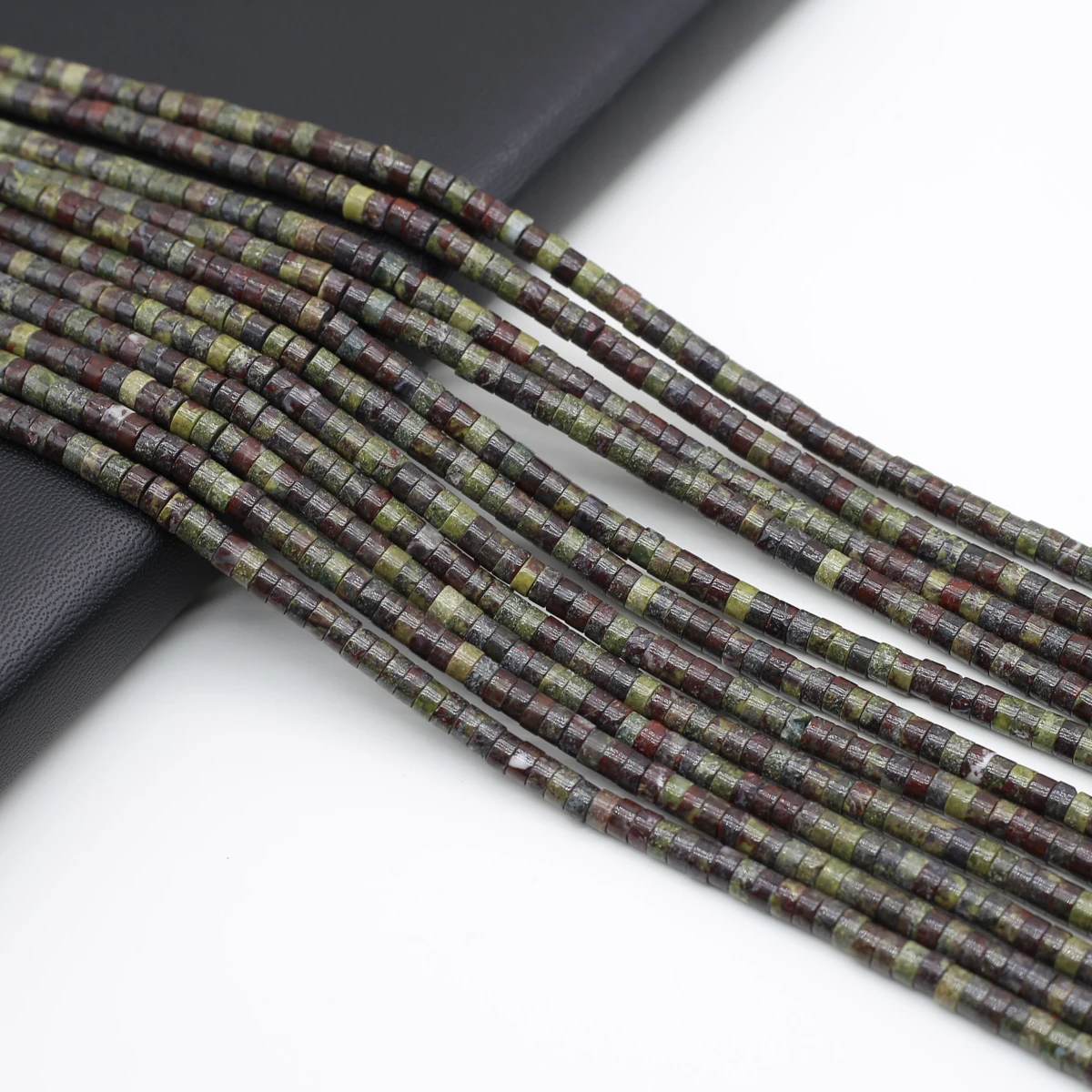 

Faceted Natural Dragon Blood Stone Beads 2x4mm Cylindrical Loose Spacer Beads for Jewelry Making DIY Necklace Accessories Crafts