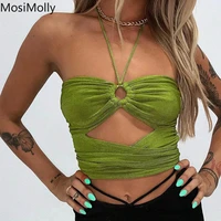 2022 summer halter neck vest women hollow out bow vest tops women party club tops shirt tube tops