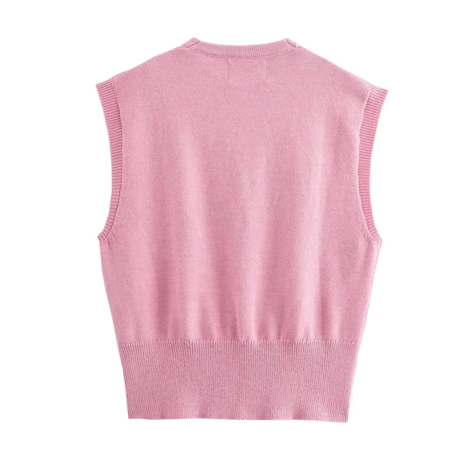 Осень 2024 новый женский вязаный жилет универсальный однотонный пуловер с