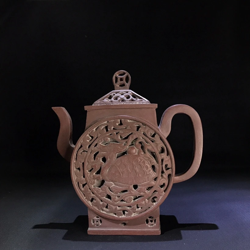 

Китайская исинская глина, зернистая черепаха, дракон и Линь Фэн, чайник императора Фэн кайся 400 куб. См