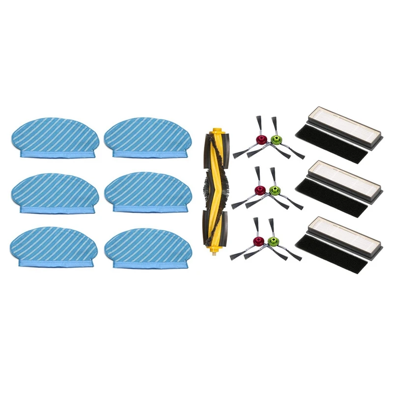

6Pcs Mop Cloth Pads Set For Ecovacs Deebot Ozmo 920 950 & 6X Roller Side Brush Sponge Filter Kit