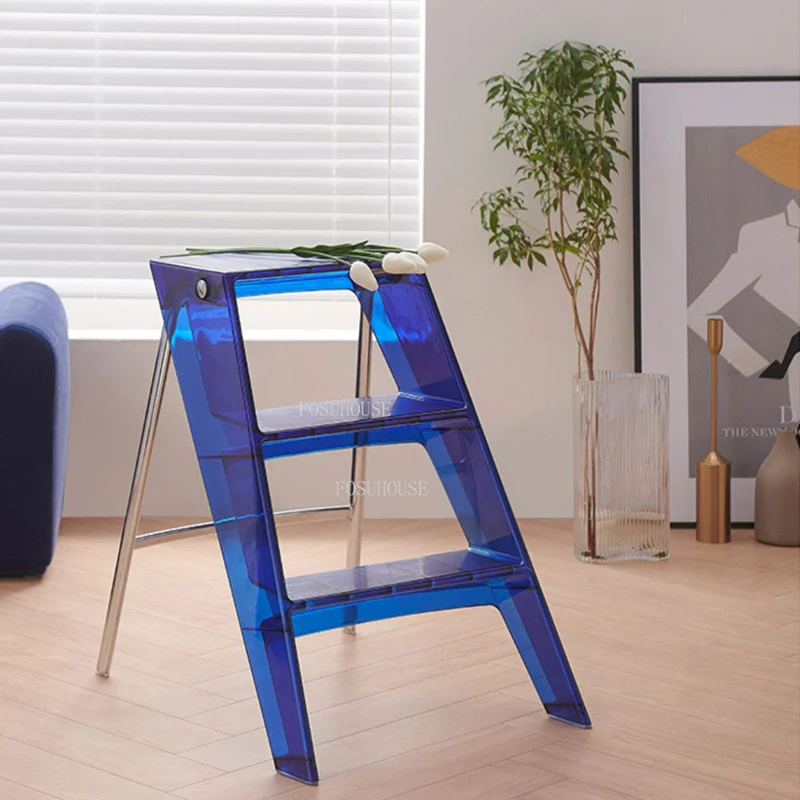 

Дизайнерский стул из поликарбоната, пластиковая лестница, искусственный цветочный стол, магазин, студийный стеллаж, прозрачные складные ступенчатые лестницы