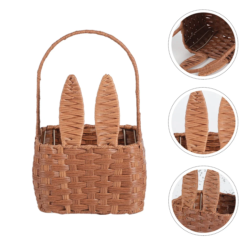 

Basket Easter Storage Flower Baskets Woven Handle Picnic Wedding Serving Gift Candy Handwoven Girl Wicker Egg Bunny Organizer