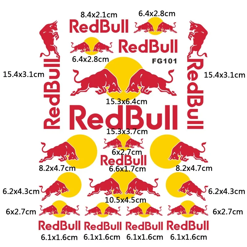 

Виниловые наклейки для мотоцикла, наклейки для Red Bull, гоночная наклейка, модифицированный шлем, таэль, танк, хвостовая коробка, наклейки