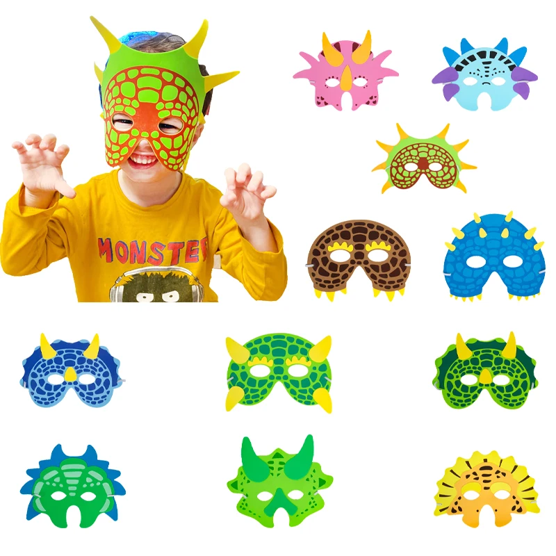 

11pcs/set Dinosaur Party Masks Elastic and Felt Child Birthday Jurassic World Dino Party Supplies Masquerade Dress Up Party Mask