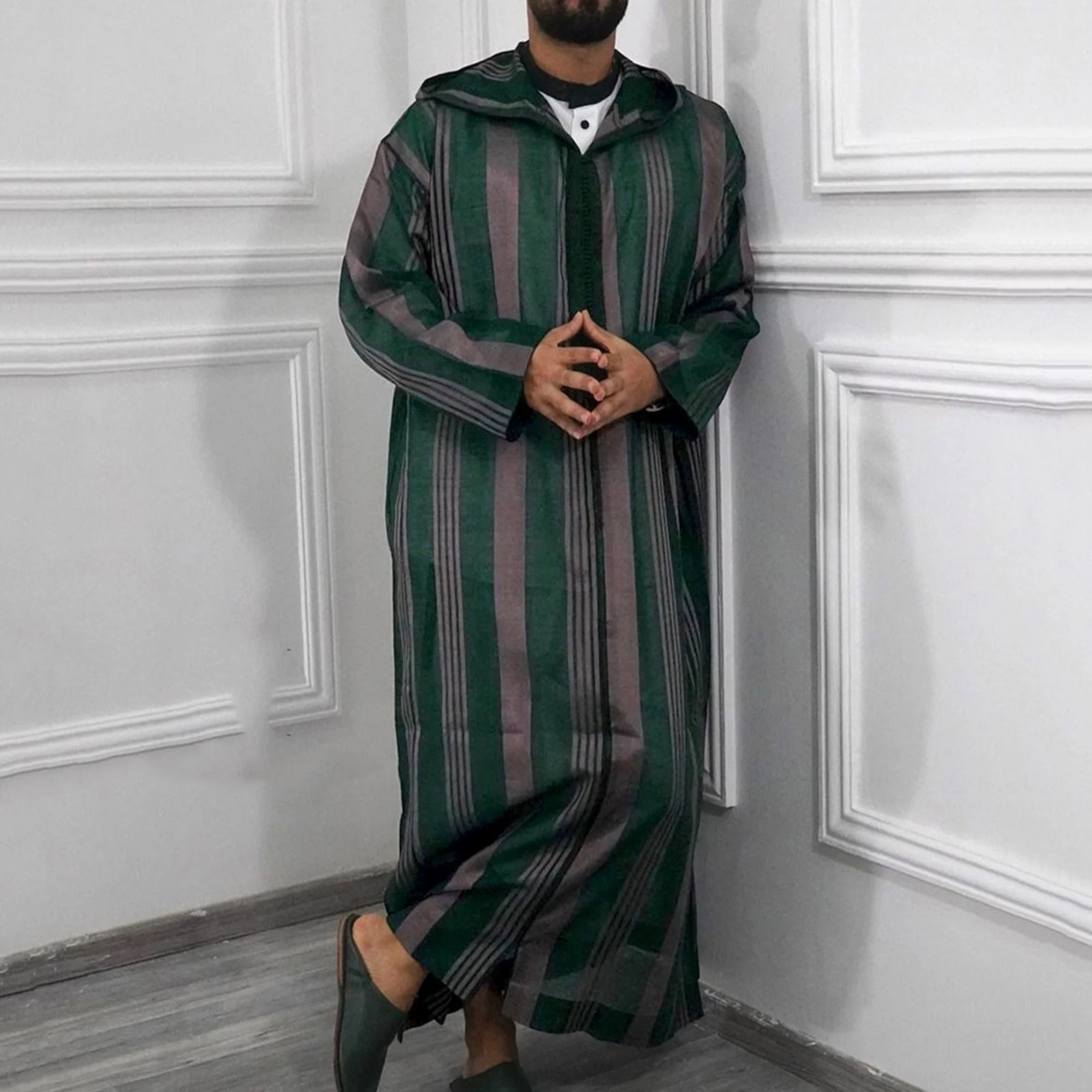 

Male , long-sleeve striped robes with breathable male hood 2021