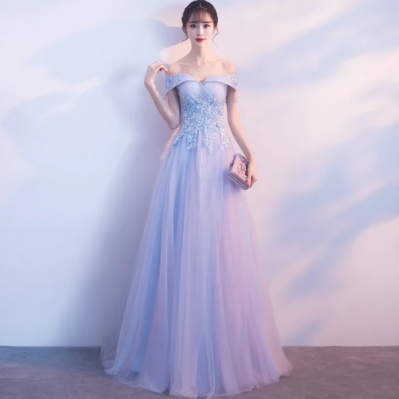 

Evening Dress Spring Off Shoulder Bridesmaid Dress Engagement Host Fashion Banquet Long Dress Girl