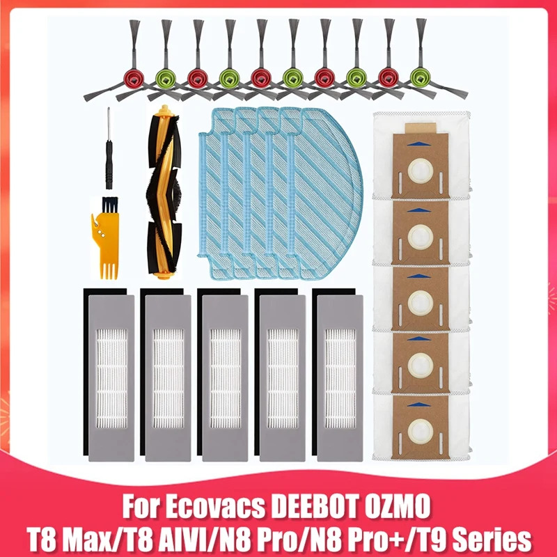 

Practical Boutique Accessory Kit Replacement For Ecovacs DEEBOT OZMO T8 Max T8 AIVI T8 T9 Series N8 Pro N8 Pro+ Robot Vacuum Cle