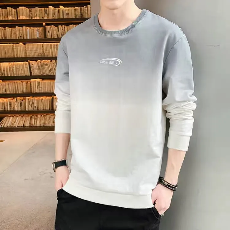 

2022 New Arrive Mens T Shirts Fashion O-Neck casual Long Sleeve T-Shirt Gradient band Clothing T Shirt Homme