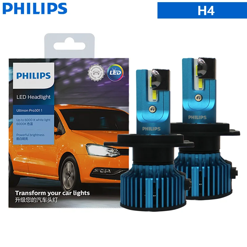 

Philips LED H1 H4 H7 H11 HB3 HB4 HIR2 Ultinon Pro3011 Автомобильная светодиодная фара 9005 9006 9012 Авто 6000K Яркий белый Оригинальные лампы 2x