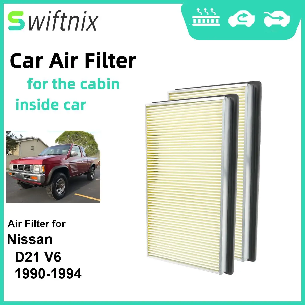 Воздушный фильтр двигателя Calm Carbon Fiilter для салона Nissan D21 V6 1990-1994 CA4309 25043775 16546-0Z000