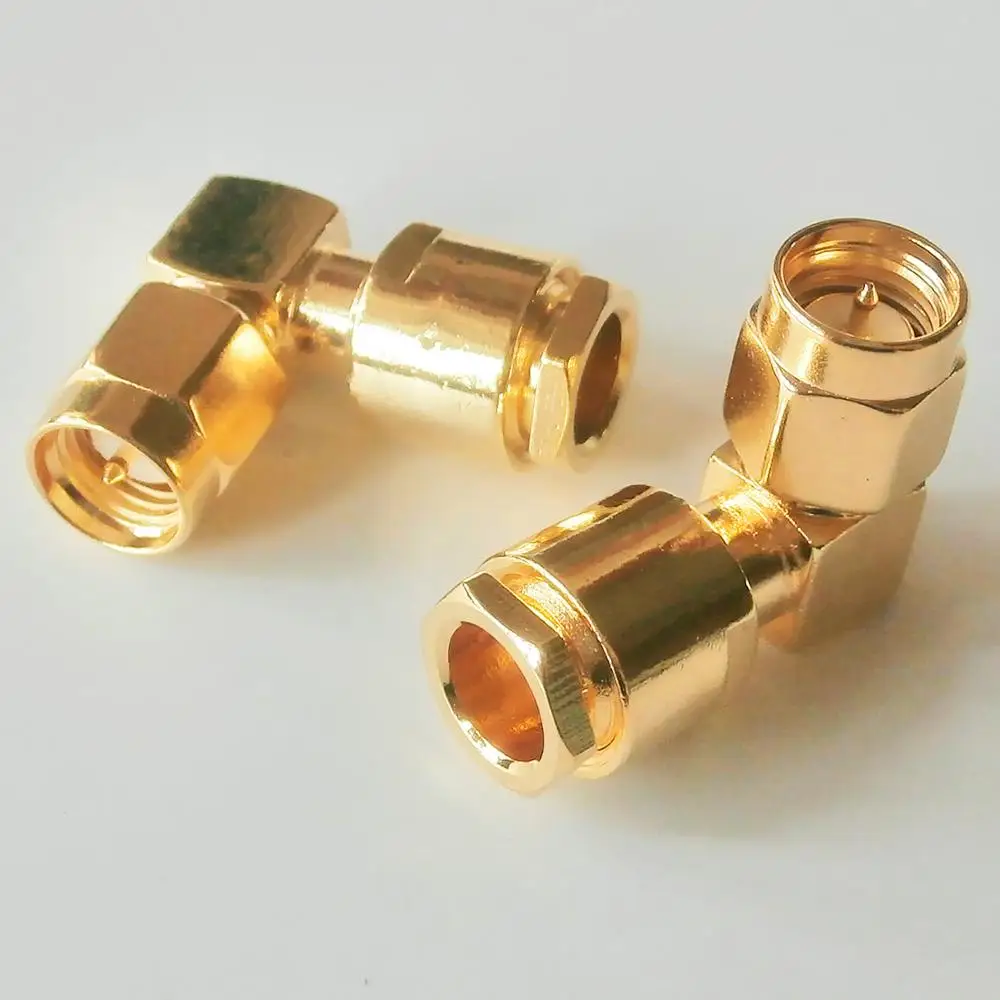 

1 Pcs RF Connector SMA Male 90 Degree Right Angle plug Clamp Solder For LMR195 RG58 RG142 RG223 RG400 Cable Brass Coax