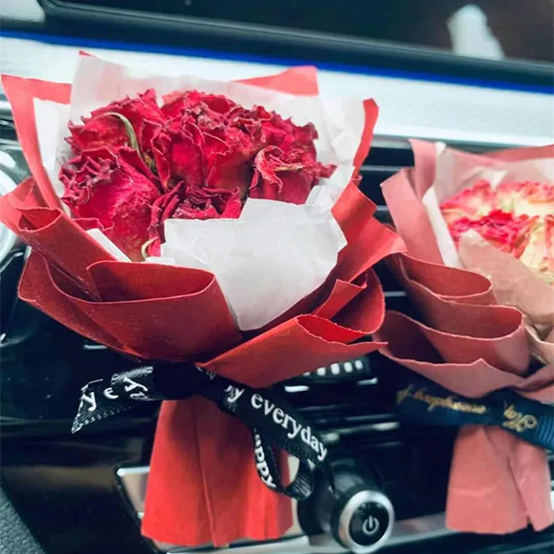 

Mini Dry Flower Rose Car Air Outlet Fragrant Bouquet Decoration Holiday Wedding Companion Gift To Family Friends And Teachers