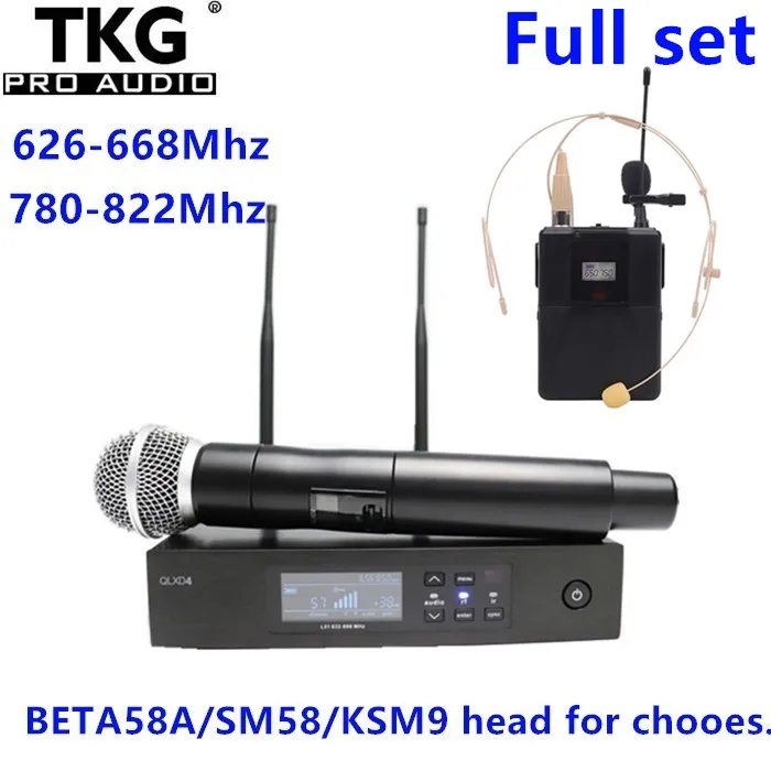 

626-937mhz stage performance microphone system wireless microphone qlxd4 handhold headset lavalier lapel microphone mic
