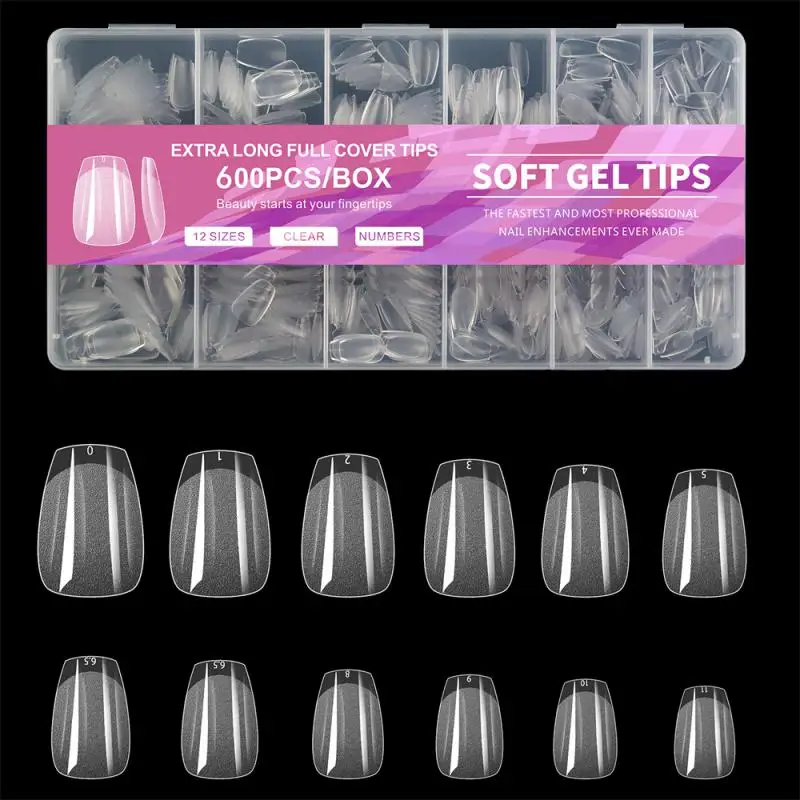 Полное покрытие Press On Nail Tips Stiletto Миндаль Квадратный гроб Французский накладной