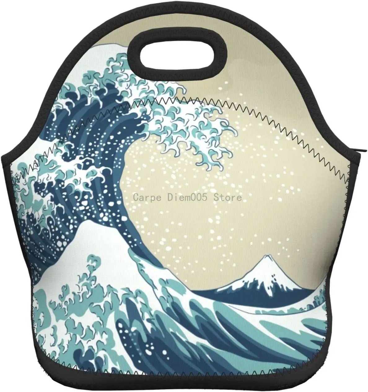 Neoprene Lunch Bag Japan Wave Lunch Bag Insulated Lunch Box 
