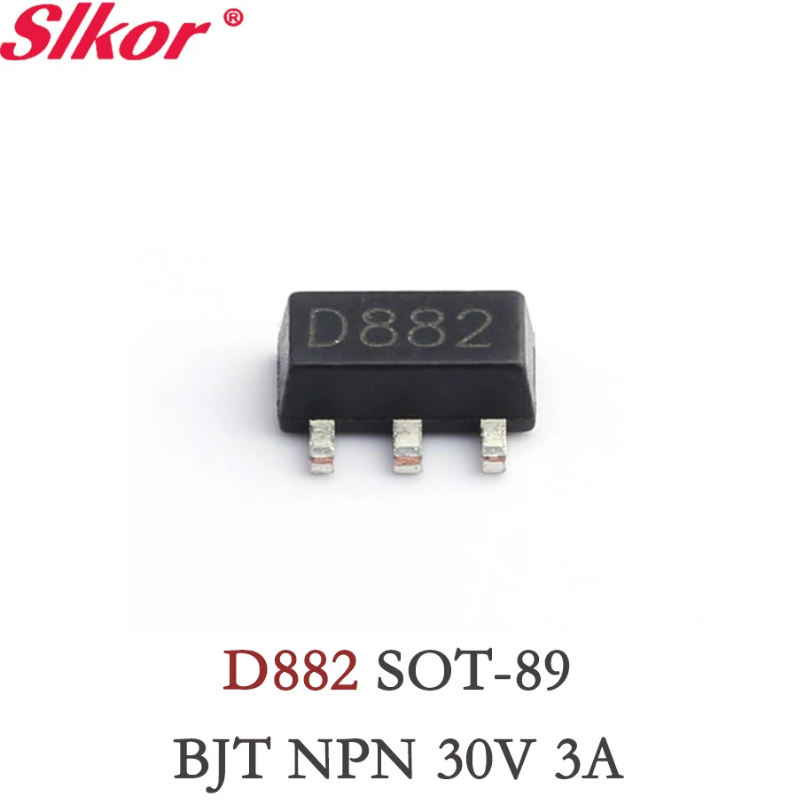 

10PCS Original D882 NPN 30V 3A SOT89 SMD Bipolar (BJT) Single Transistor set amplifier kit