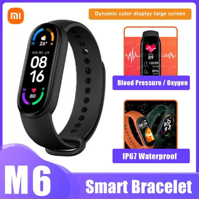 

Xiaomi Mi Band 6 Smart Bracelet AMOLED Screen Miband 6 Blood Oxygen Fitness Traker Bluetooth-compatible Waterproof Smart Band