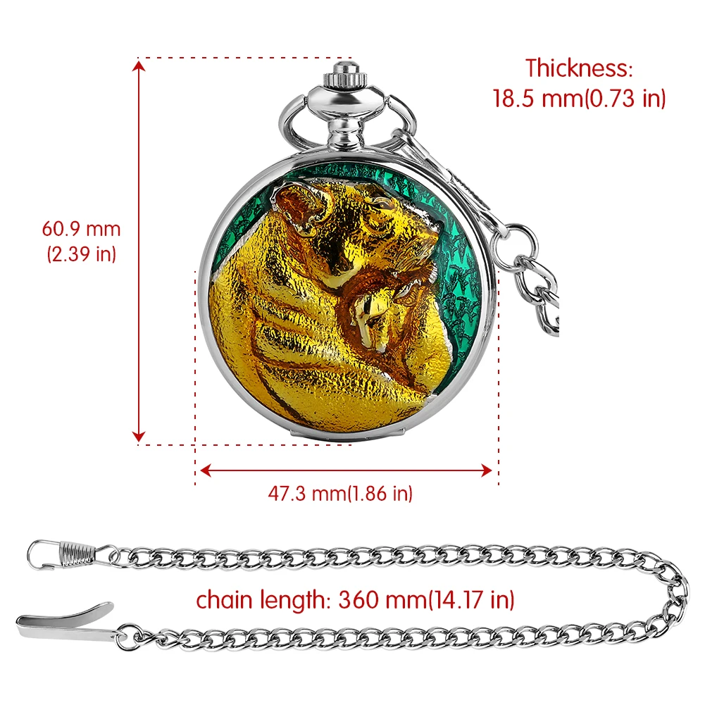 Pocket Watch Mechanical Movement Luxury Cheetah Cover Design Roman Numerals Pocket Watch Necklace Penadant Reloj De Bolsillo