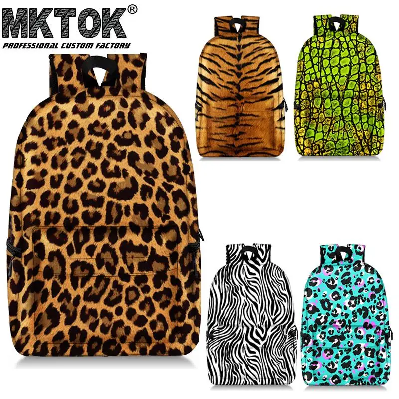 

Tiger Leopard Crocodile Zebra Stripes Pattern Backpack Women Travel Bag Girls Rucksack School Bags Fashion Laptop Backpacks