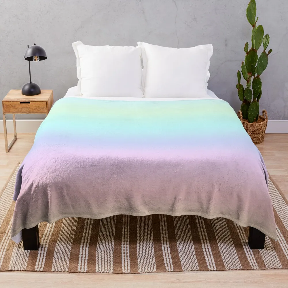 

Pastel Gradient Throw Blanket Synthetic Skin Blanket Soft
