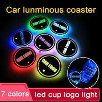 luminous coaster holder for skoda logo for kodiaq karoq virs 7 colorful usb car logo led atmosphere light cup auto accessories