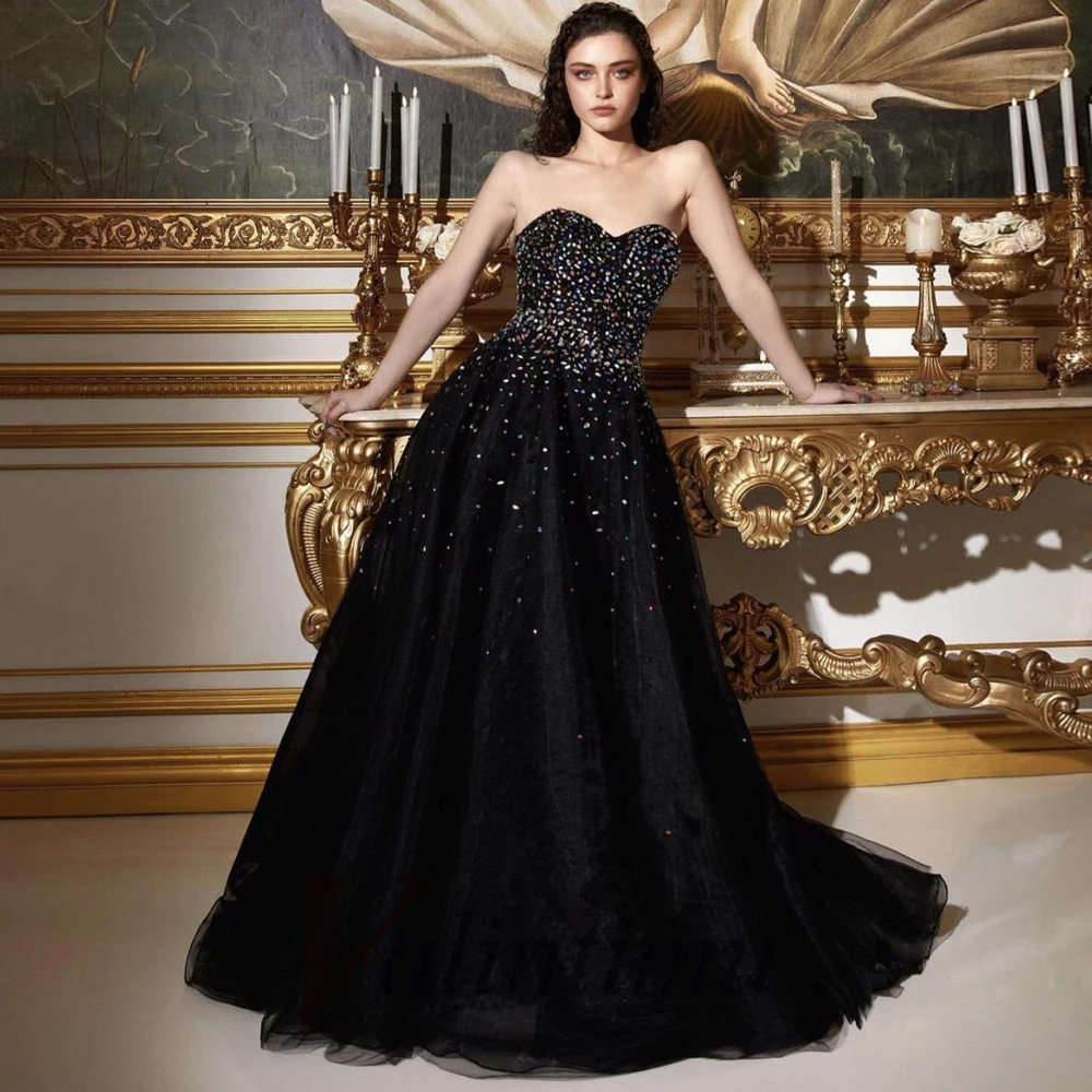 

Valintimu Charming Sweetheart Crystals Luxury Celebrity Gown Evening Dress A-Line Backless Customised De Fiesta Drop Shipping