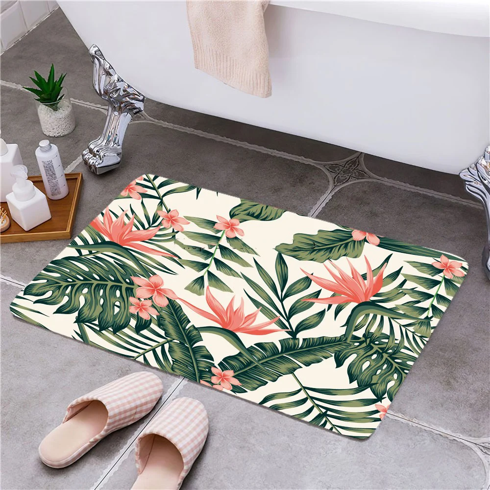 

Коврик для дома, коврик для кухни, спальни, мягкий замшевый ковер, ковер для журнального столика, прикроватный коврик с зелеными листьями и ц...