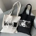 Японские Аниме Женские сумки в стиле Харадзюку, Готическая Холщовая Сумка с ужасными глазами, мультяшная вместительная сумка для покупок, Повседневная модная сумка через плечо