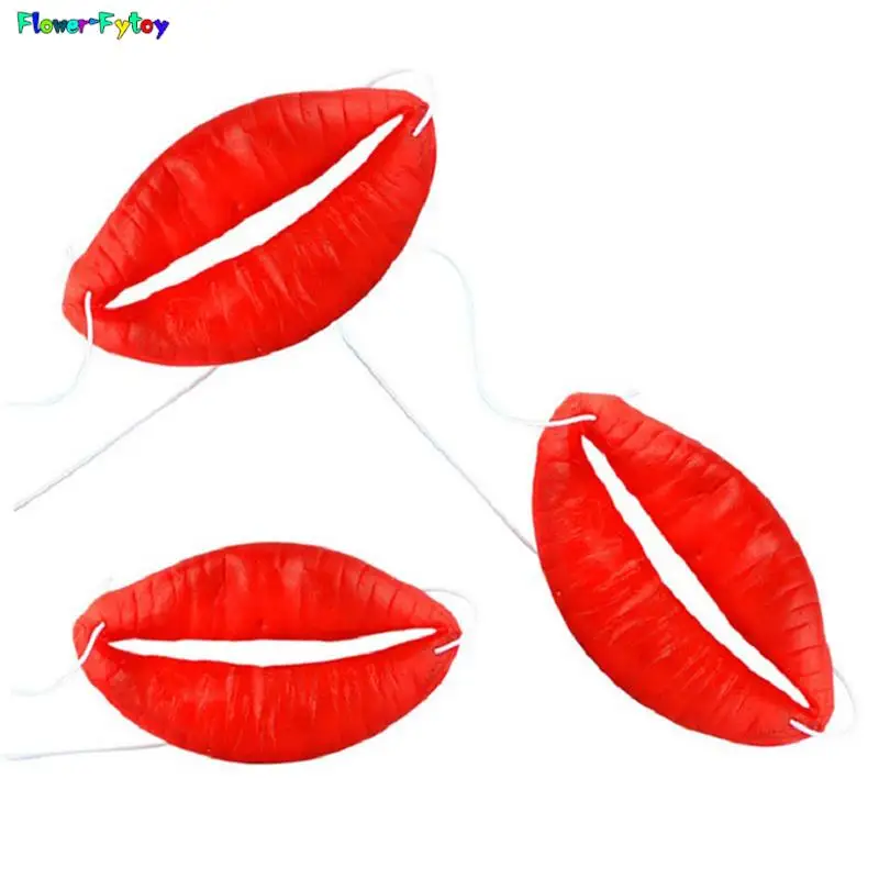 

1pc Props Jokes Sausage Red Lips Thick Big Mouth Halloween Funny Horror Latex Mask Trick Play Wedding Party Props