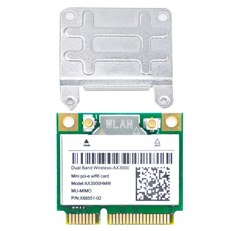 

AX3000HMW 2974Mbps Wifi 6 Wireless Mini PCI-E Wifi Card AX3000 Bluetooth 5.1 802.11Ax/Ac 2.4Ghz/5Ghz Adapter